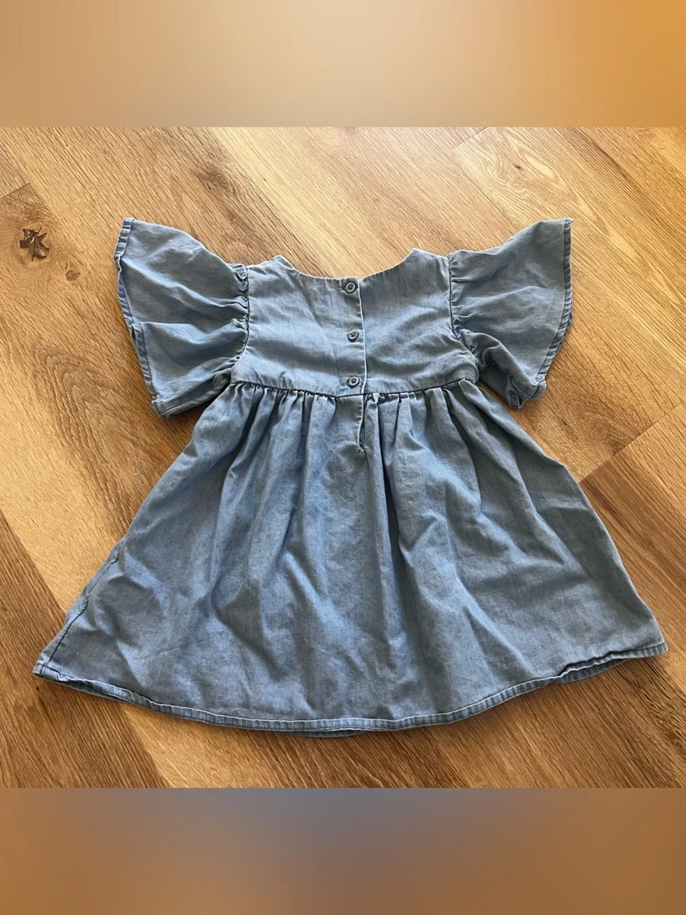 Baby GAP Flutter Sleeve Dress-  Blue Chambray Cherries